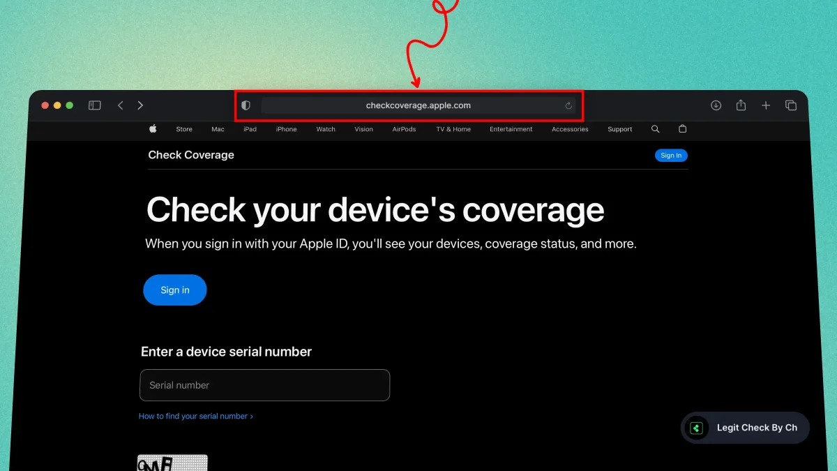 Онлайн-сервис Apple Check Coverage — веб-сайт