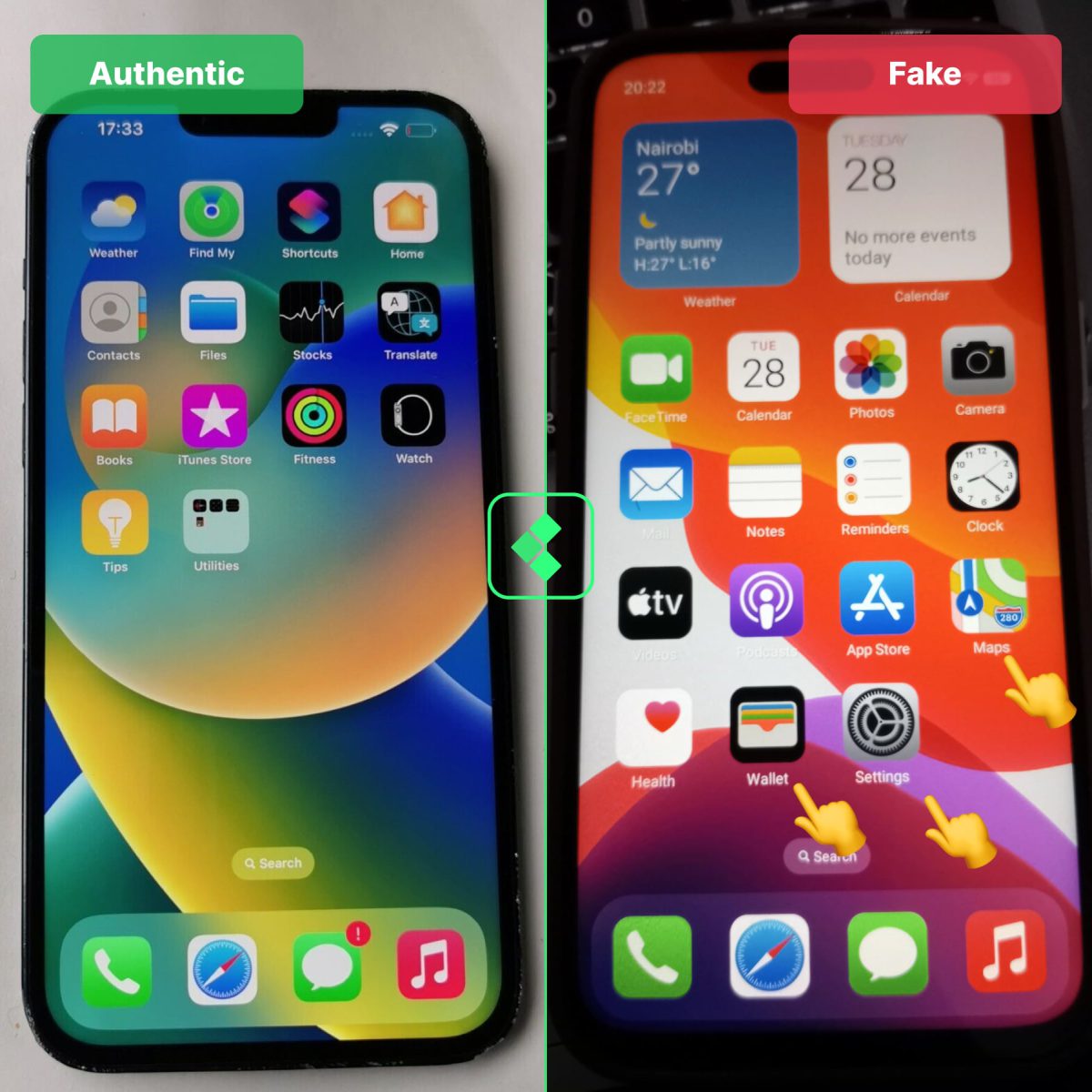 iPhone 14 Fake Vs Real Apps UI
