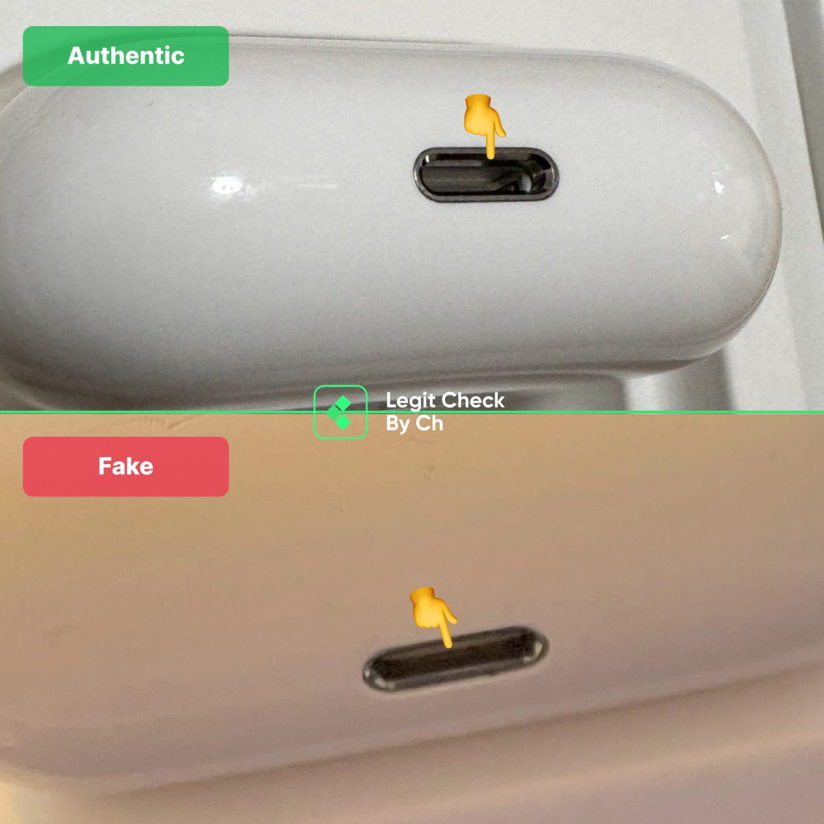 Comparison: Real VS Fake AirPods 3 Charging Hole