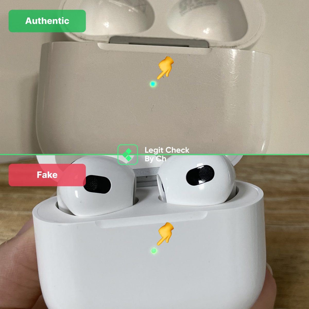 Comparison: Real VS Fake AirPods 3 Lights