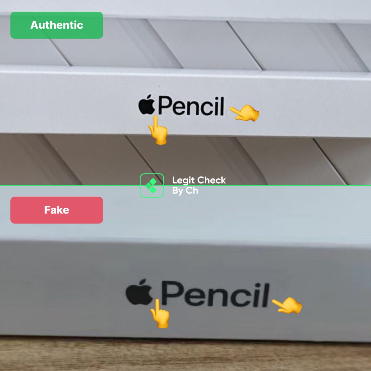 Apple Pencil Real Vs Fake Comparison: Box Logo
