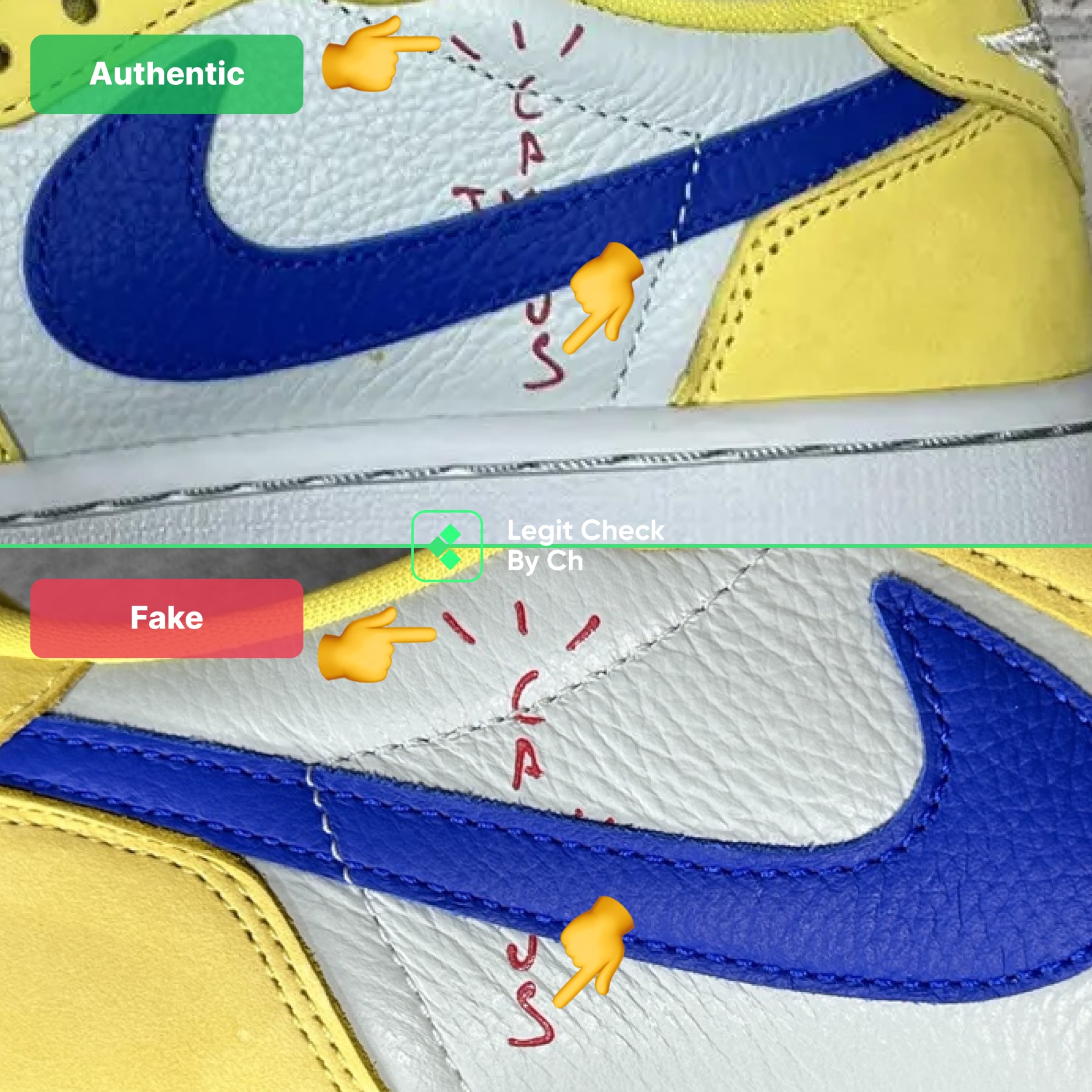 Travis Scott: Canary Yellow REAL vs FAKE (Jordan 1 Low)