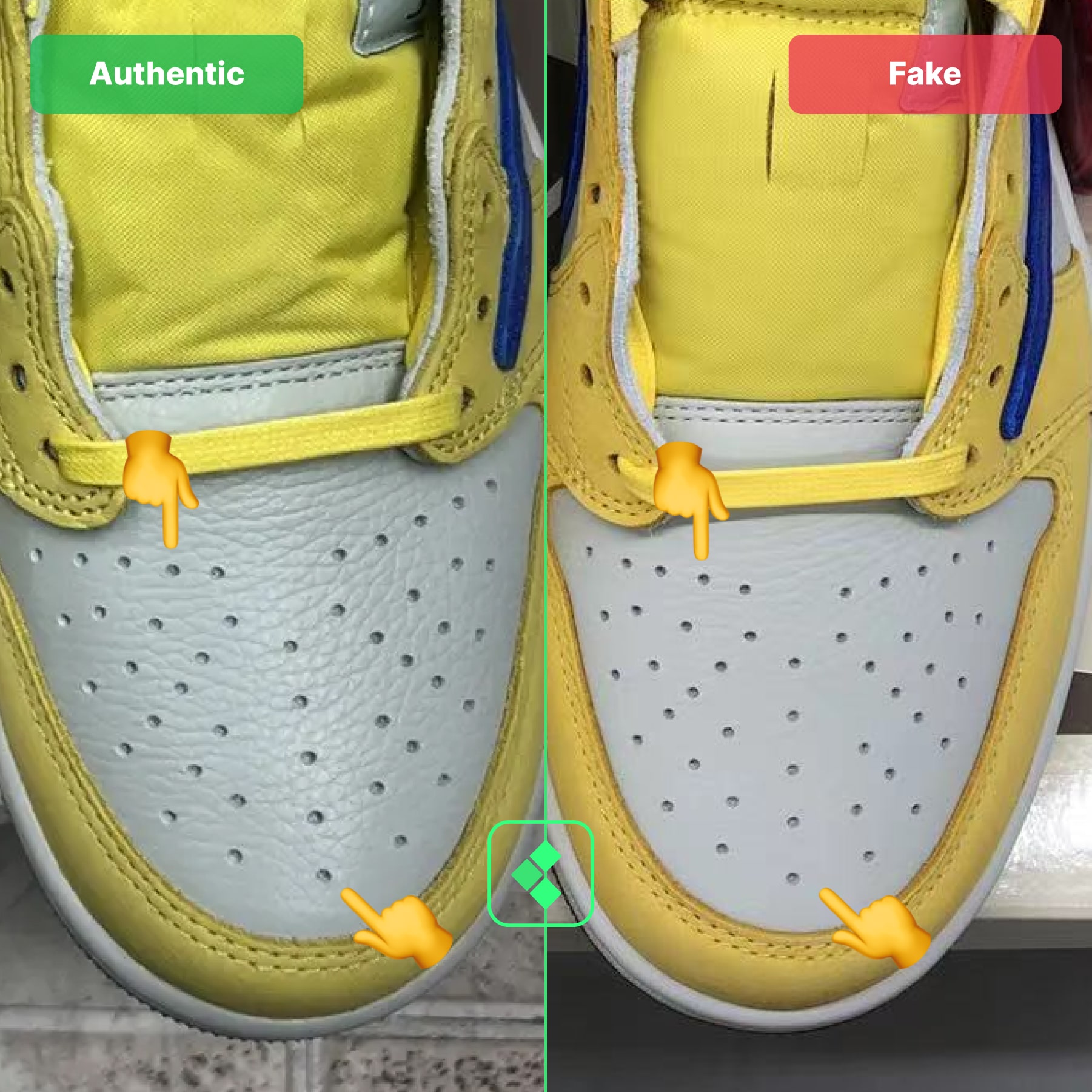 Travis Scott Canary Yellow REAL vs FAKE Jordan 1 Low