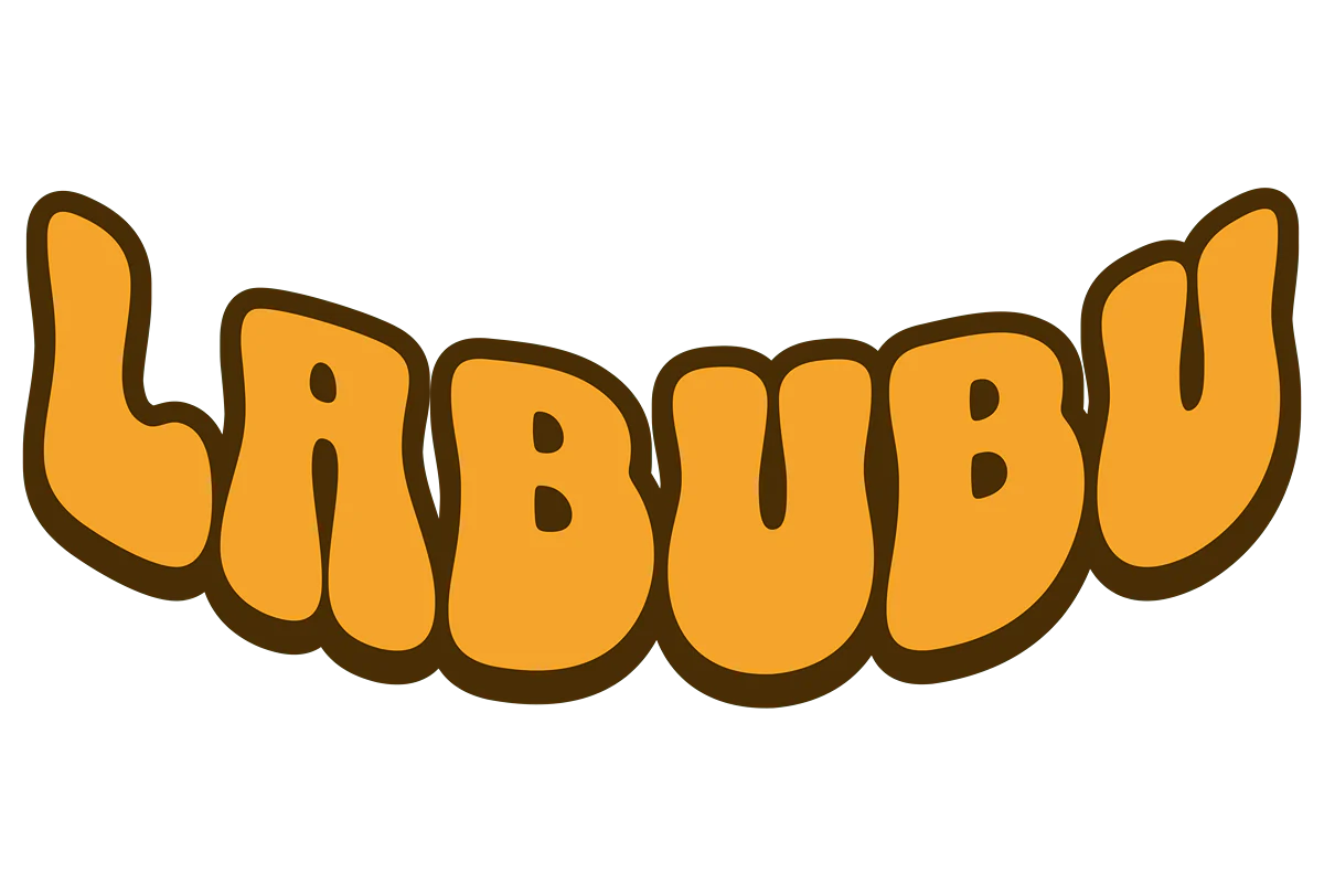 Labubu logo PNG/WEBP - yellow text logo on a transparent background