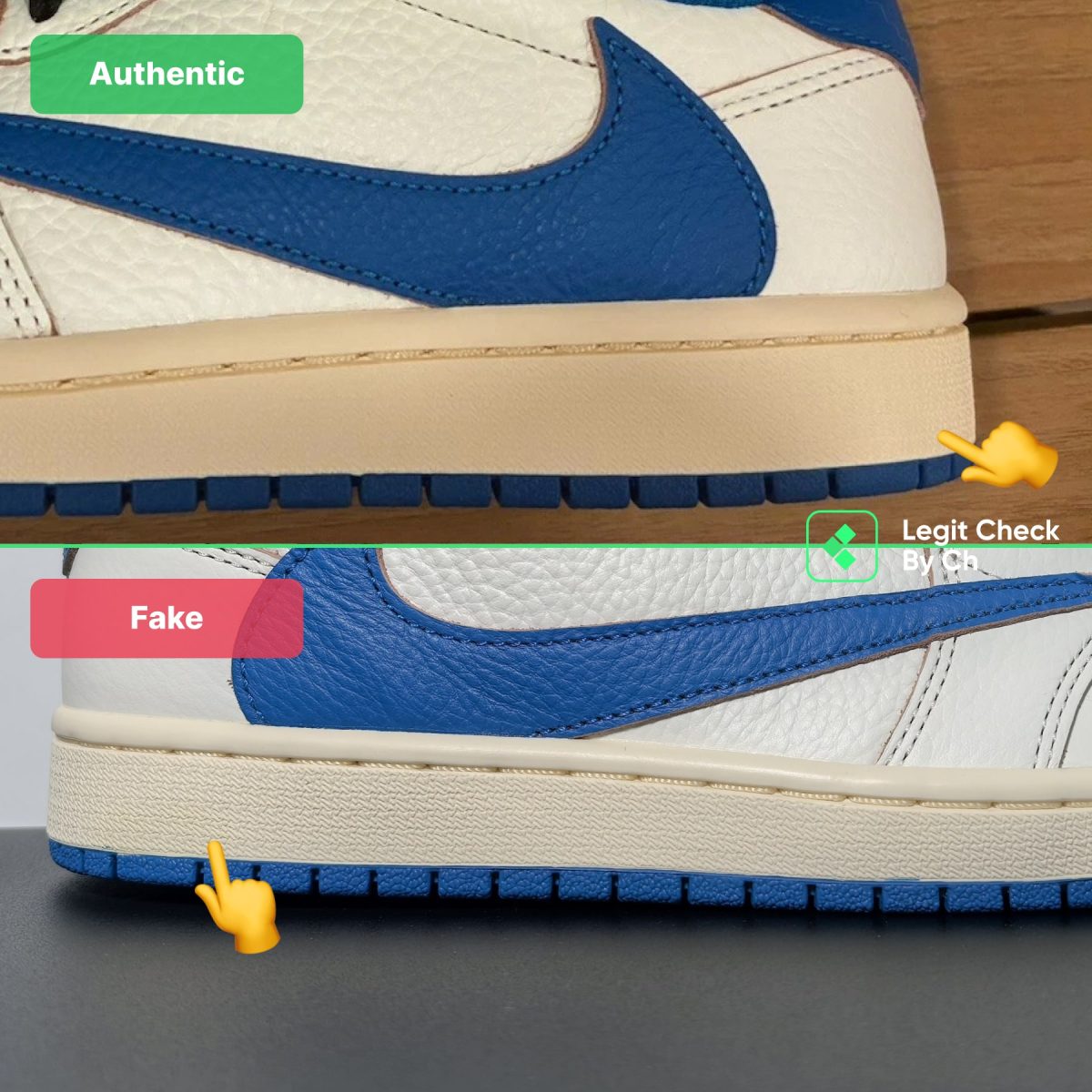 Fake VS Real Travis Scott Fragment Sail - Color