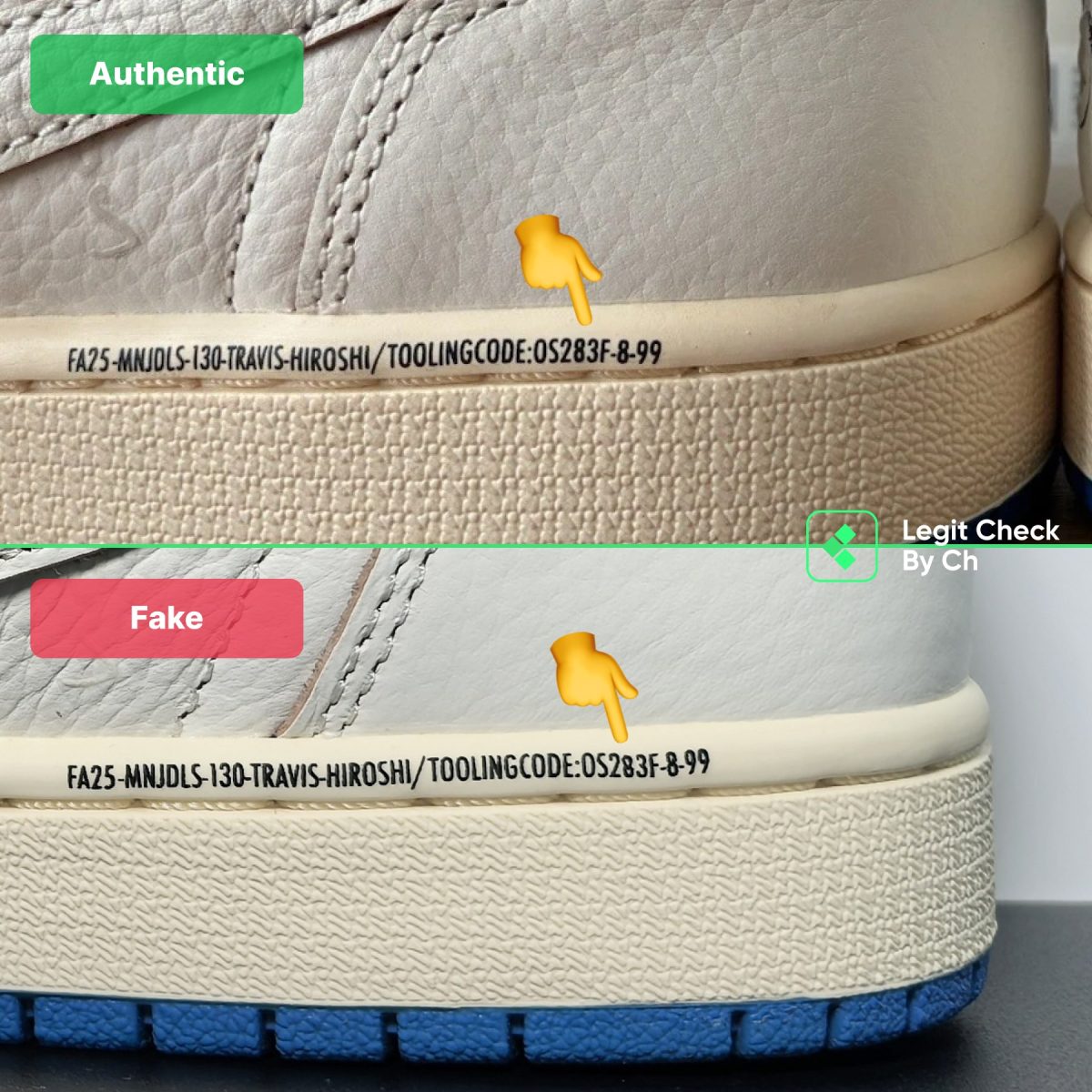 Fake VS Real Travis Scott Fragment Sail - Midsole