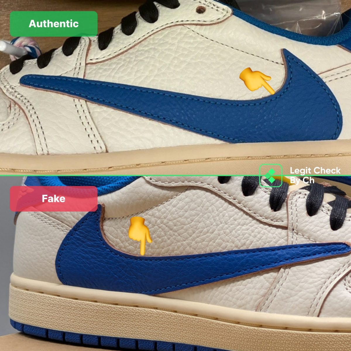 Fake VS Real Travis Scott Fragment Sail - Swoosh