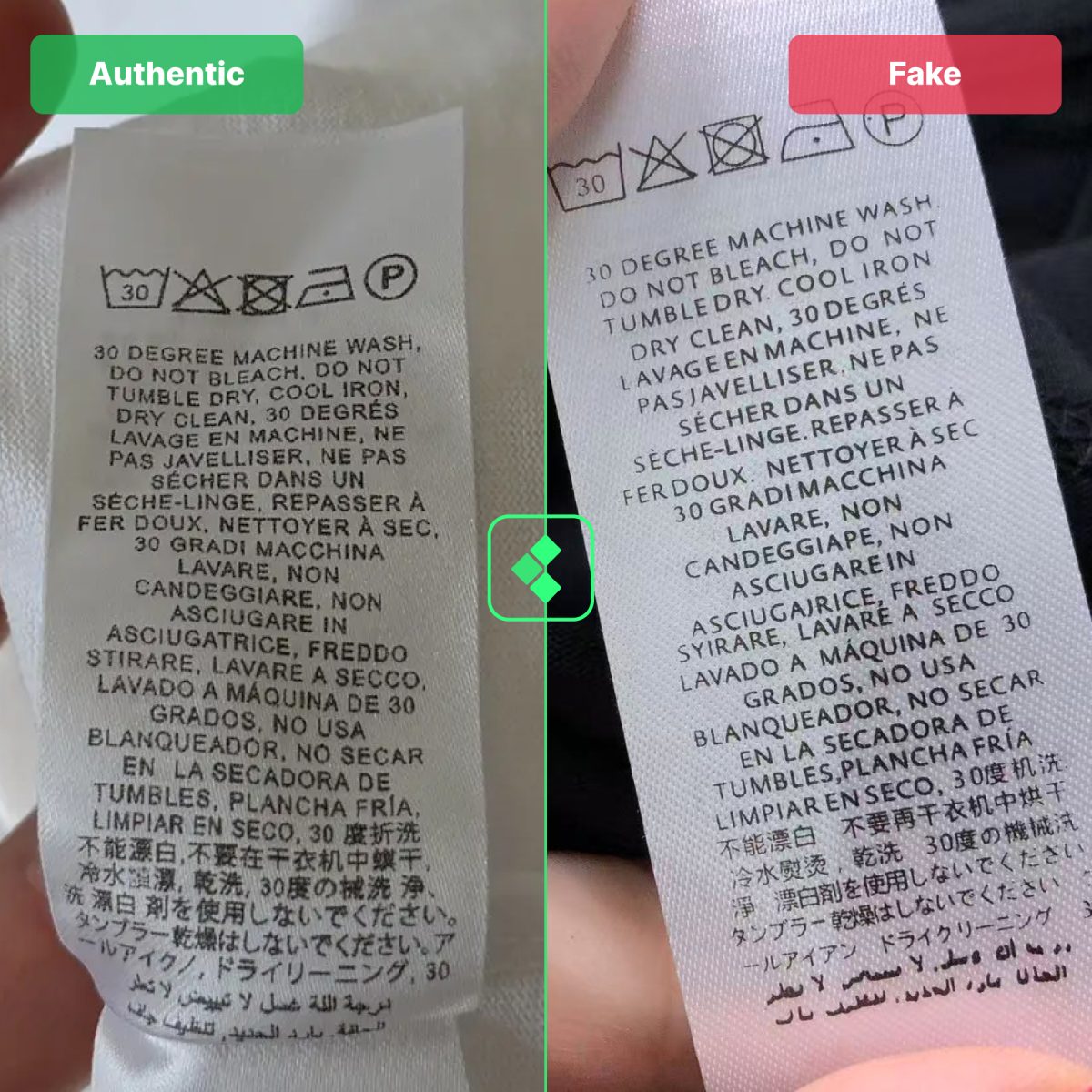 How to spot fake Casablanca t-shirt: the wash tag back