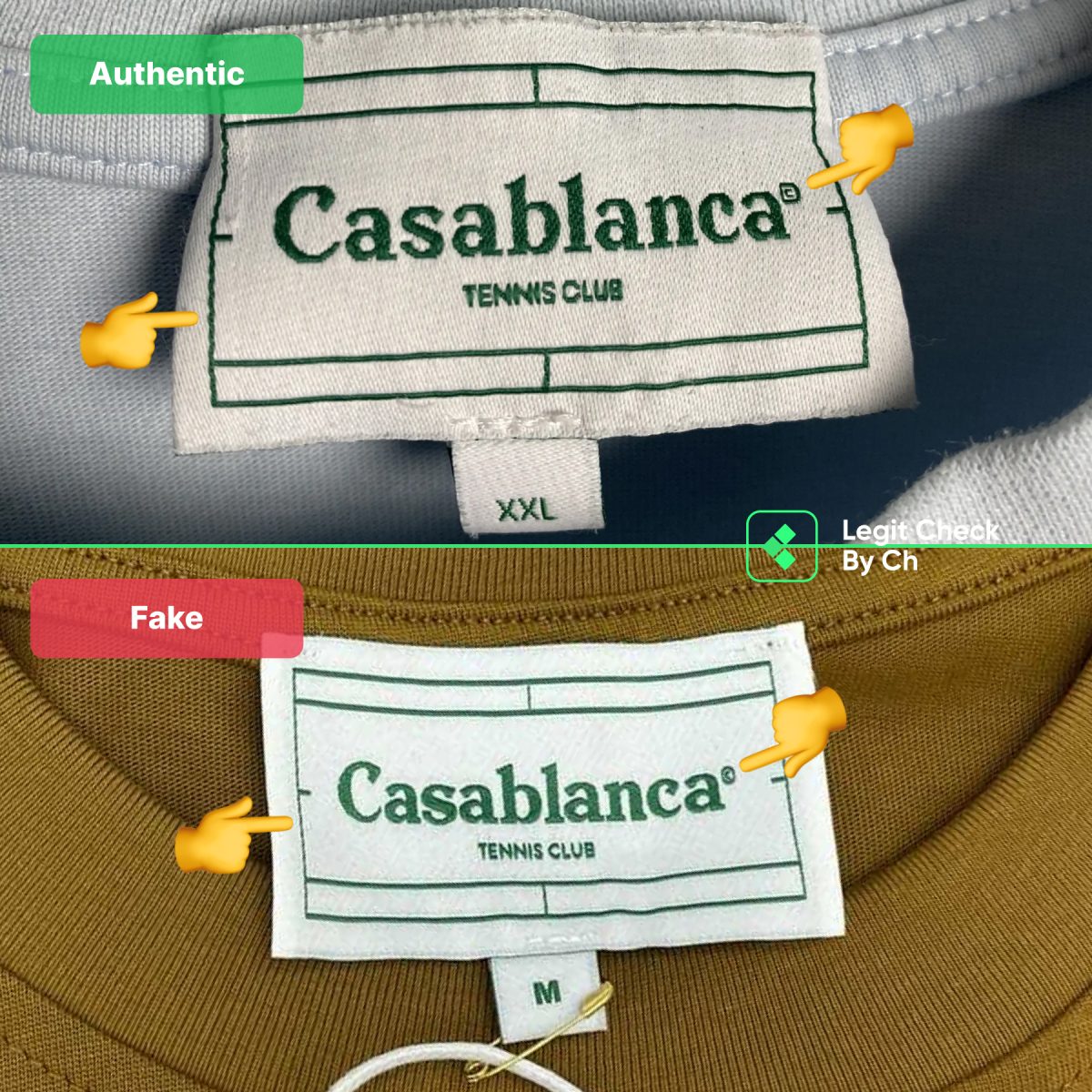 How to spot fake Casablanca t-shirt: the neck tag